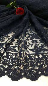 Embroidered Guipure Lace Navy Blue