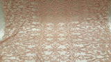 Beaded Lace Fabric Dusty Rose Damask