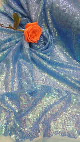 Blue Sequin Iridescent Fabric