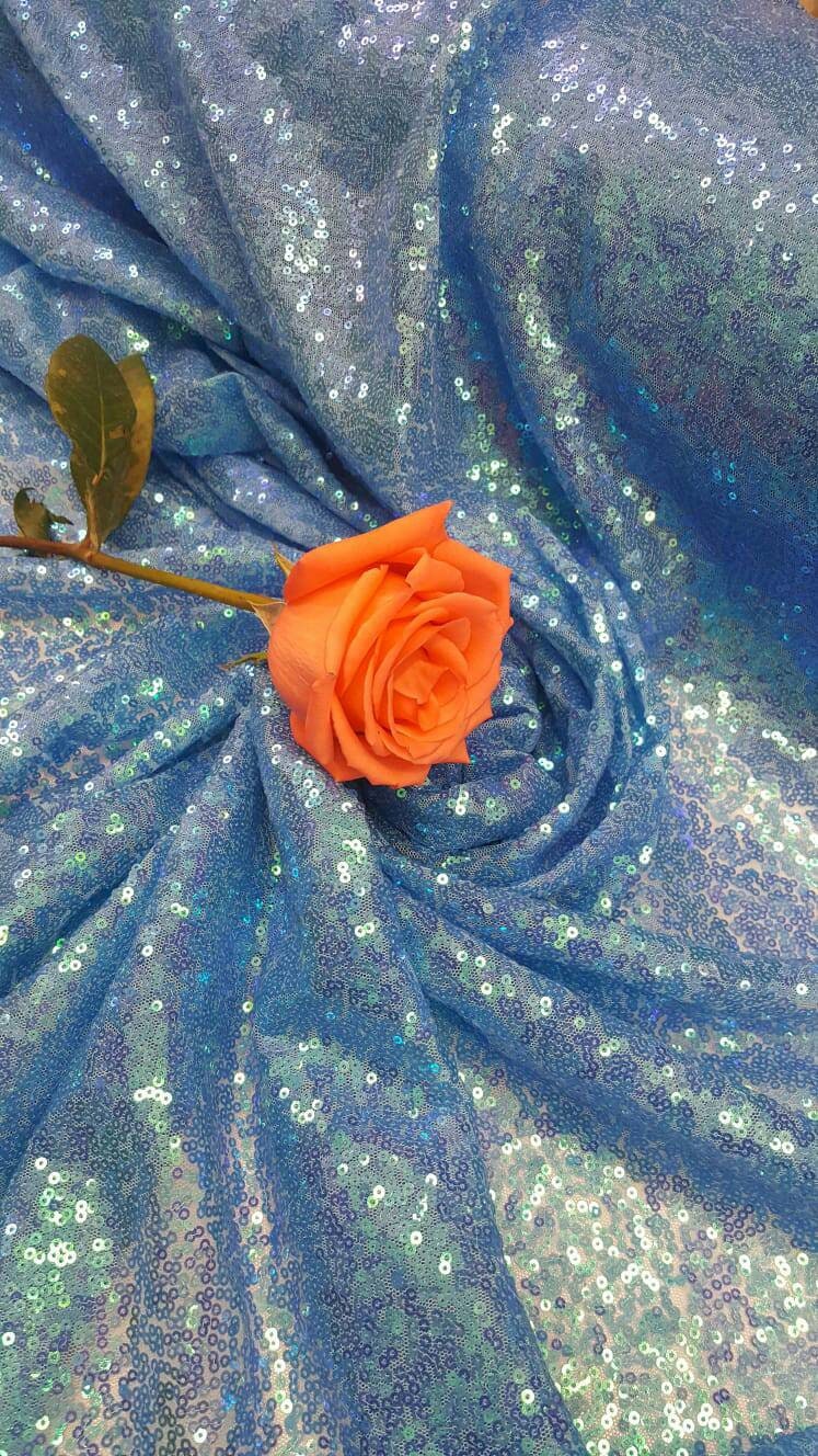 Blue Sequin Iridescent Fabric