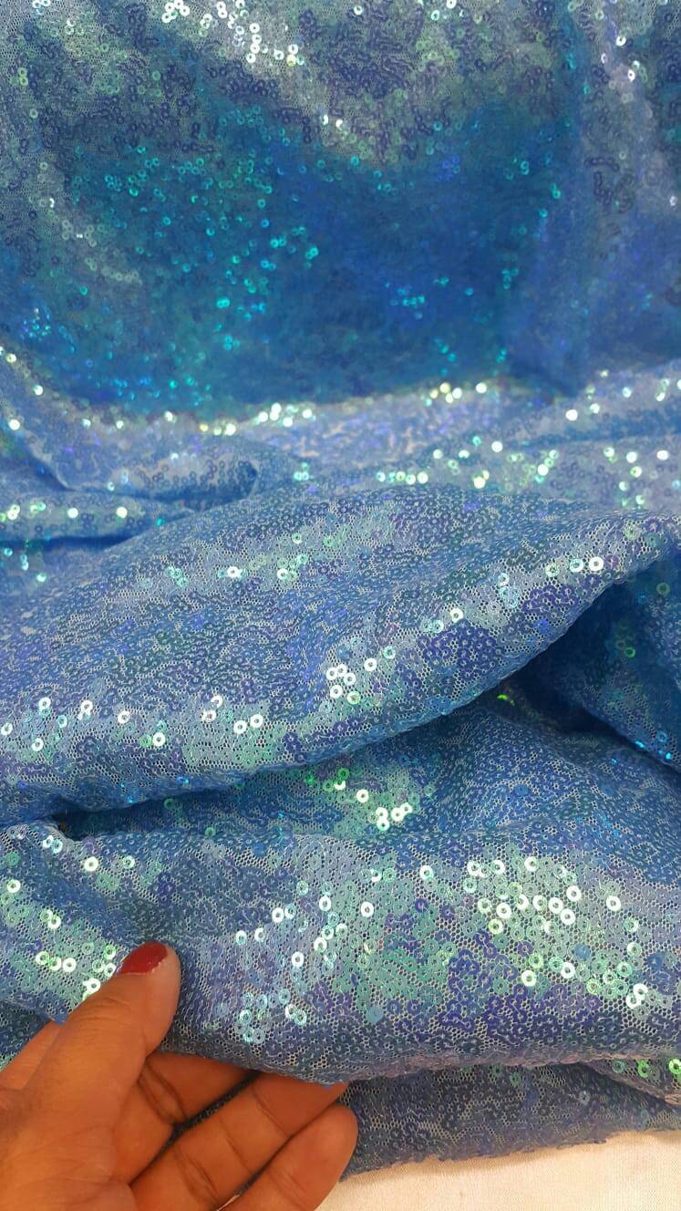 Blue Sequin Iridescent Fabric