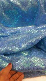Blue Sequin Iridescent Fabric