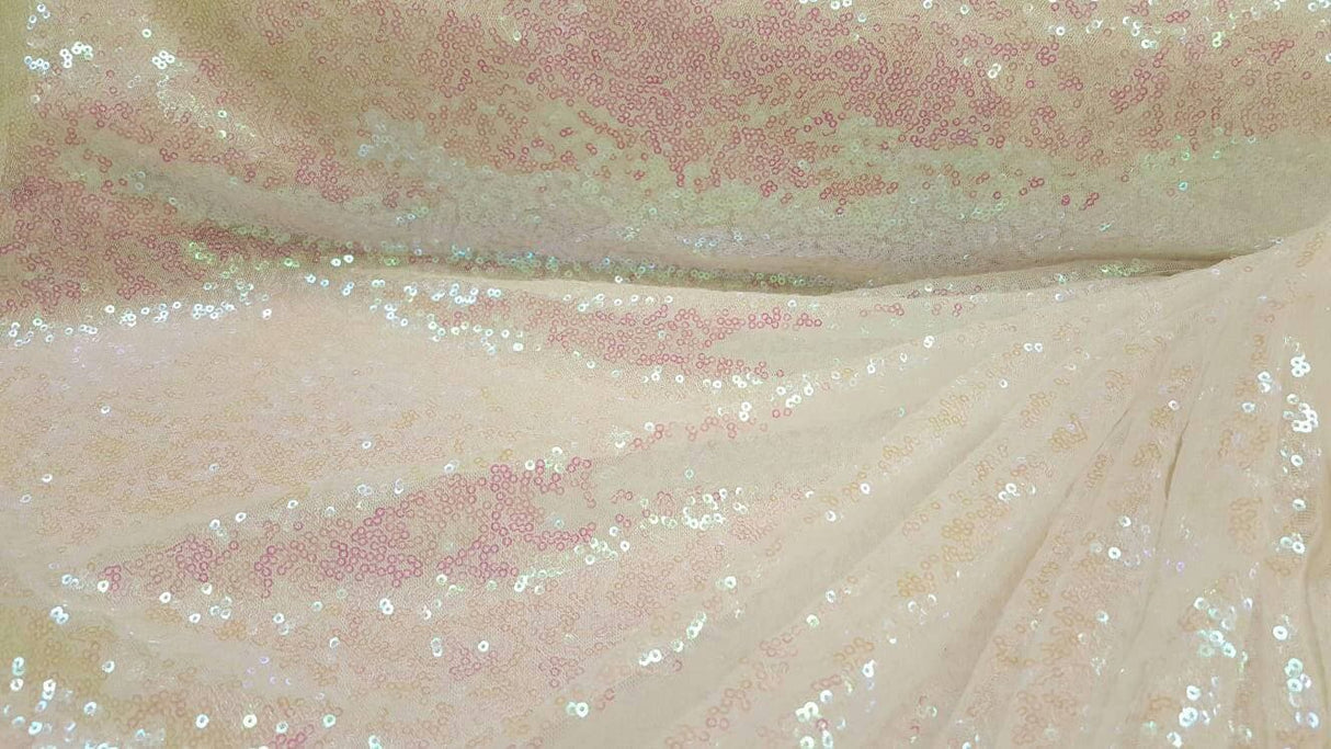 White Iridescent Sequin Hologram Fabric