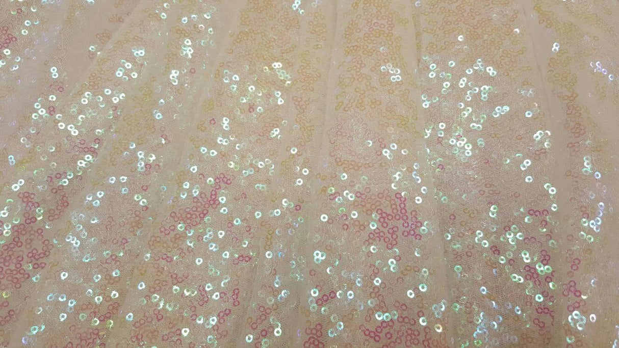 White Iridescent Sequin Hologram Fabric