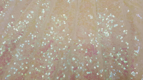White Iridescent Sequin Hologram Fabric