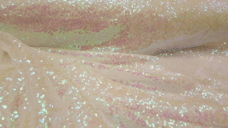 White Iridescent Sequin Hologram Fabric
