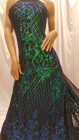 Sequin Lace Stretch Mesh Iridescent Green