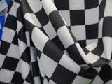 Black And White Checkers Spandex Fabric - Black And White Checkered Print, 58"/60" Width (1 Yard)