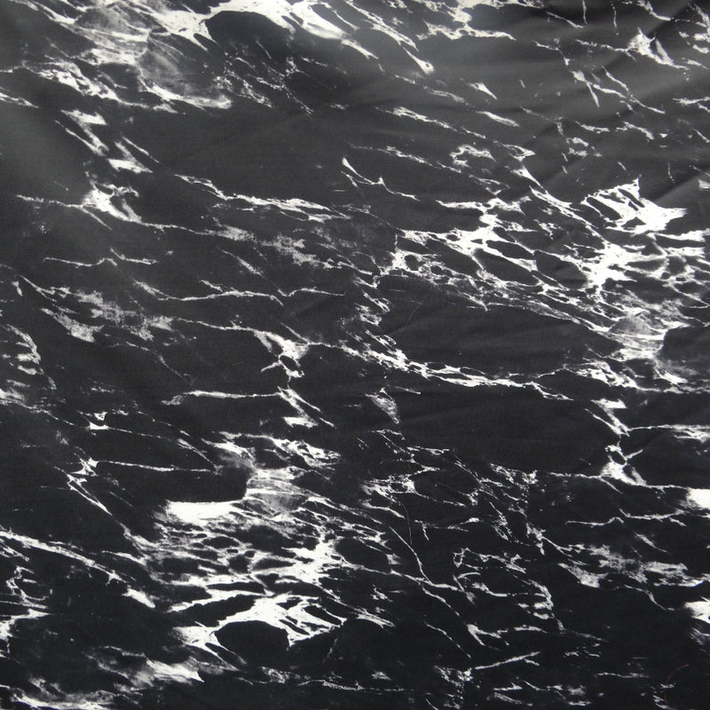 Black Marble Polyester Spandex Fabric - Black Marble Print, 58/60" Width (1 Yard)