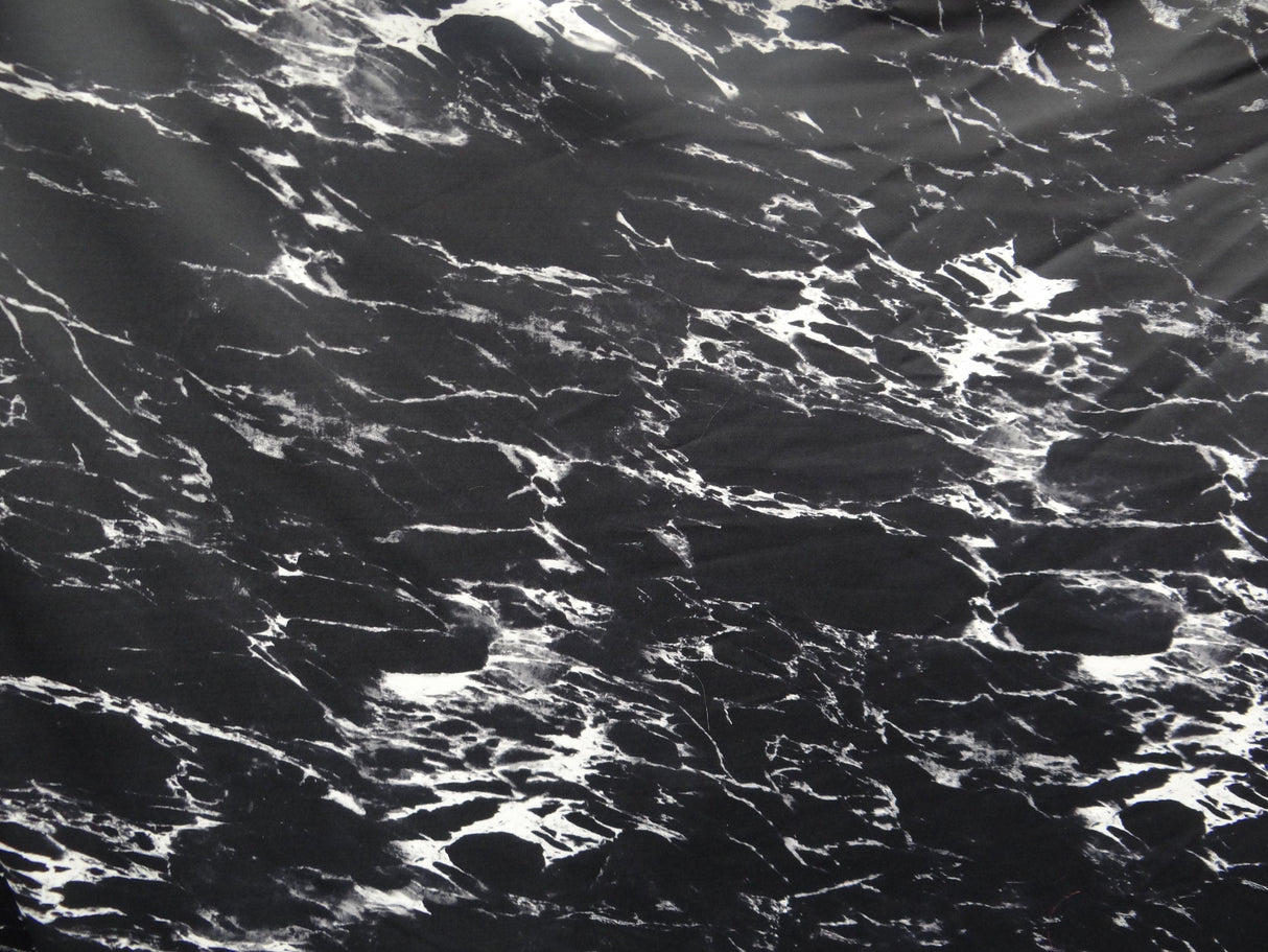 Black Marble Polyester Spandex Fabric - Black Marble Print, 58/60" Width (1 Yard)