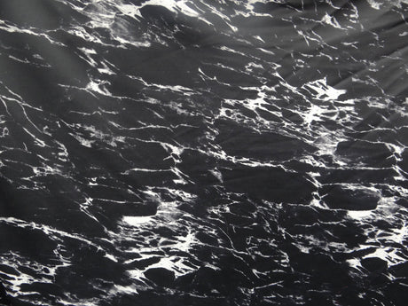 Black Marble Polyester Spandex Fabric - Black Marble Print, 58/60" Width (1 Yard)