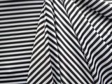 Black And White Half Inch Stripes Polyester Spandex Fabric - Black And White Half Inch Stripes, 58"/60" Width (1 Yard)