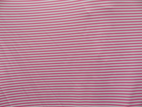 Pink Quarter Inch Striped Polyester Spandex Fabric - White And Pink Quarter Inch Stripes, 58"/60" Width (1 Yard)