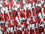 Red Camouflage Polyester Spandex Fabric - Red, Gray, Black, And White Camouflage, 58"/60" Width (1 Yard)