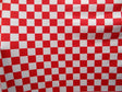 Red And White Checkered Print Polyester Spandex Fabric - Red And White Checkered Print, 58"/60" Width (1 Yard)