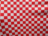 Red And White Checkered Print Polyester Spandex Fabric - Red And White Checkered Print, 58"/60" Width (1 Yard)