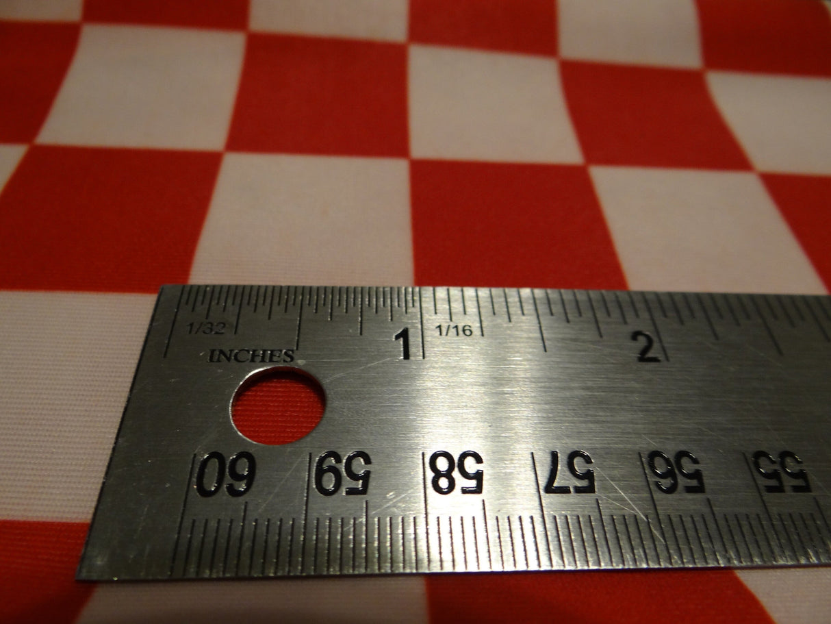 Red And White Checkered Print Polyester Spandex Fabric - Red And White Checkered Print, 58"/60" Width (1 Yard)