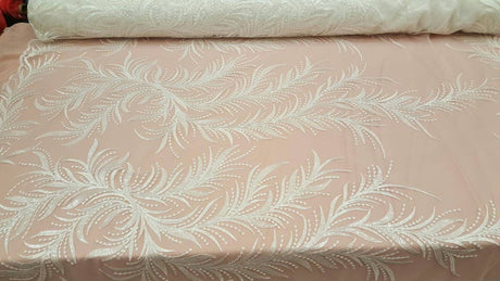 Clear Sequin Bridal Lace Off White