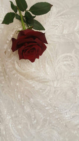 Clear Sequin Bridal Lace Off White