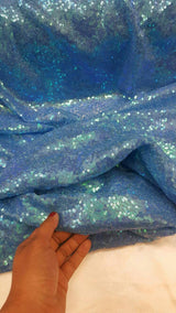 Blue Sequin Iridescent Fabric