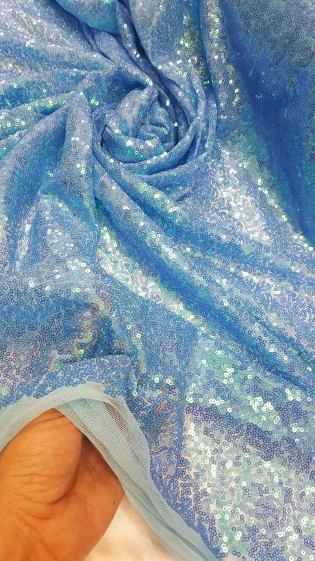 Blue Sequin Iridescent Fabric