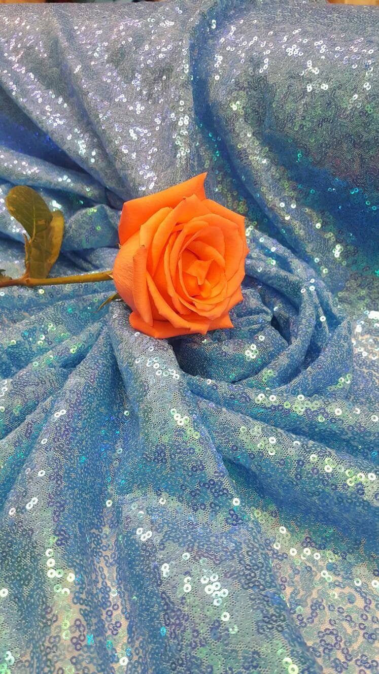 Blue Sequin Iridescent Fabric