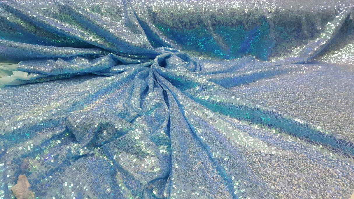 Blue Sequin Iridescent Fabric