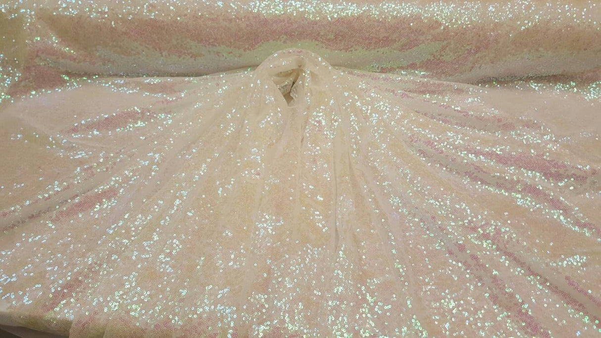 White Iridescent Sequin Hologram Fabric