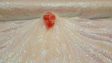 White Iridescent Sequin Hologram Fabric