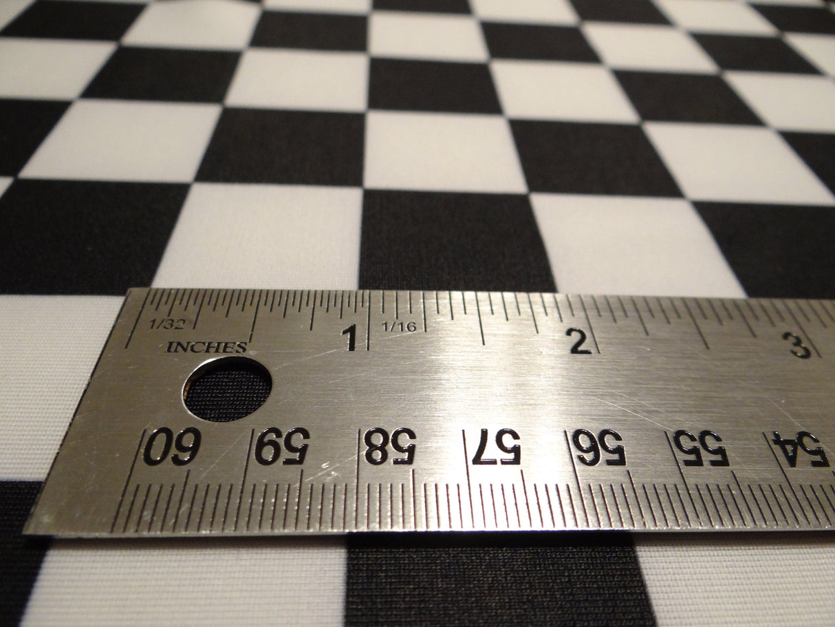 Black And White Checkers Spandex Fabric - Black And White Checkered Print, 58"/60" Width (1 Yard)