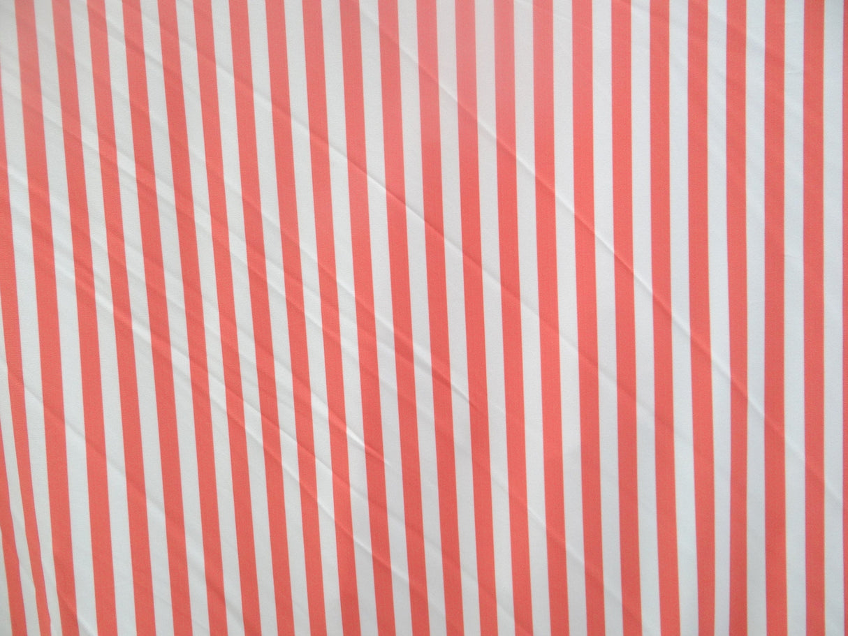 Orange And Cream Half Inch Stripes Polyester Spandex Fabric - Orange And Cream Half Inch Stripes, 58"/60" Width (Yards)