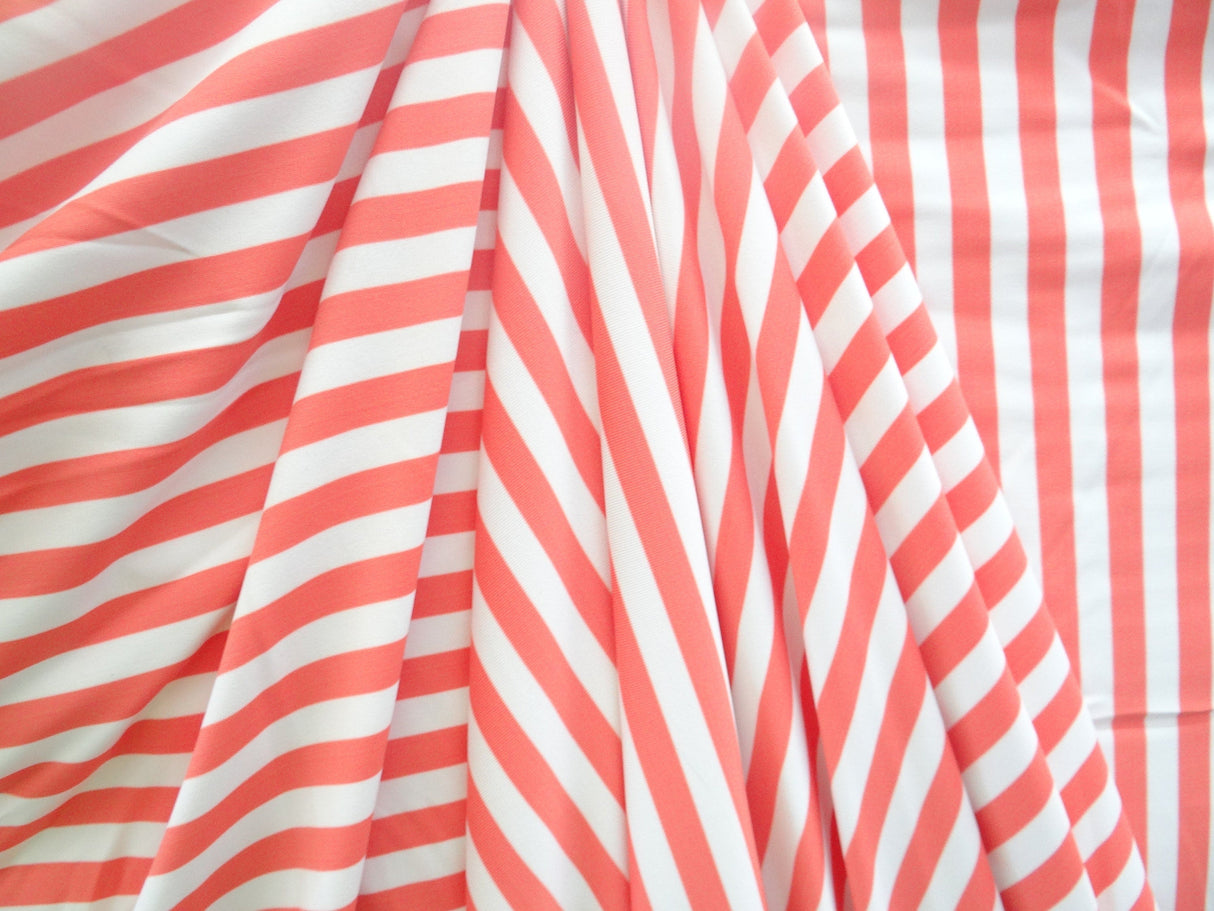 Orange And Cream Half Inch Stripes Polyester Spandex Fabric - Orange And Cream Half Inch Stripes, 58"/60" Width (Yards)