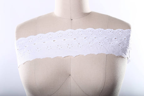 Eyelet Lace Trim White Cotton 3in Scalloped