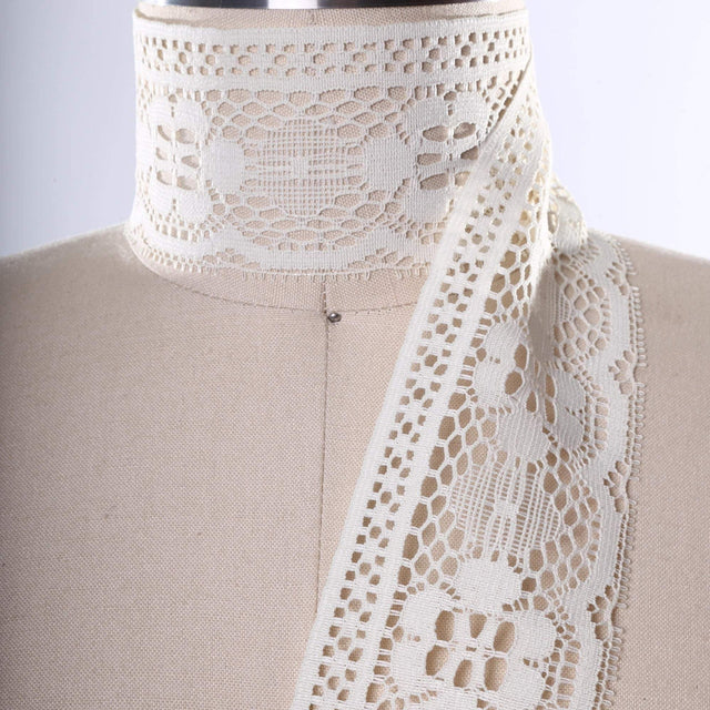 Lace Trim Ivory White Polyester 2 Yards