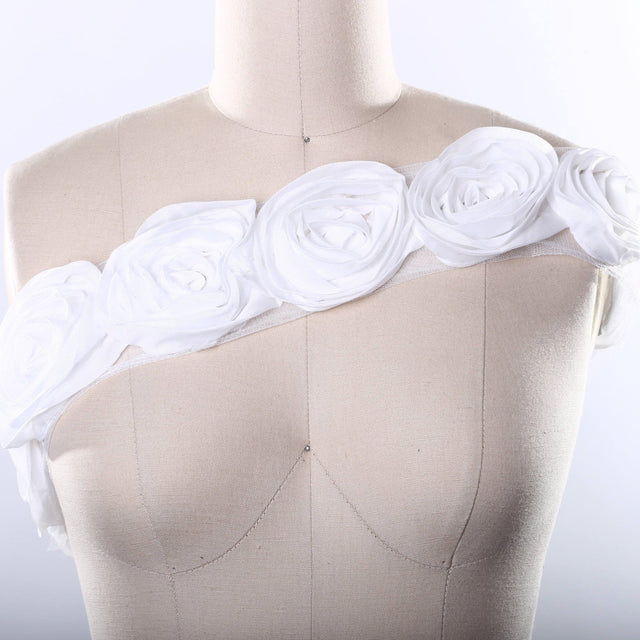 3D Rose Lace Trim Black White