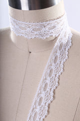 Lace Trim White Bridal Narrow