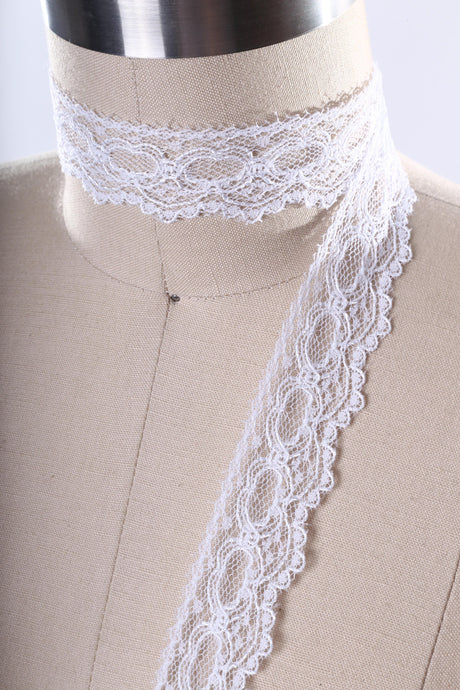 Lace Trim White Bridal Narrow