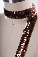 Stretch Sequin Trim Penny Brown 0.75 Inch