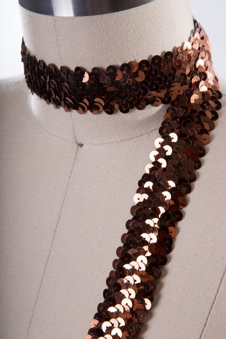 Stretch Sequin Trim Penny Brown 0.75 Inch