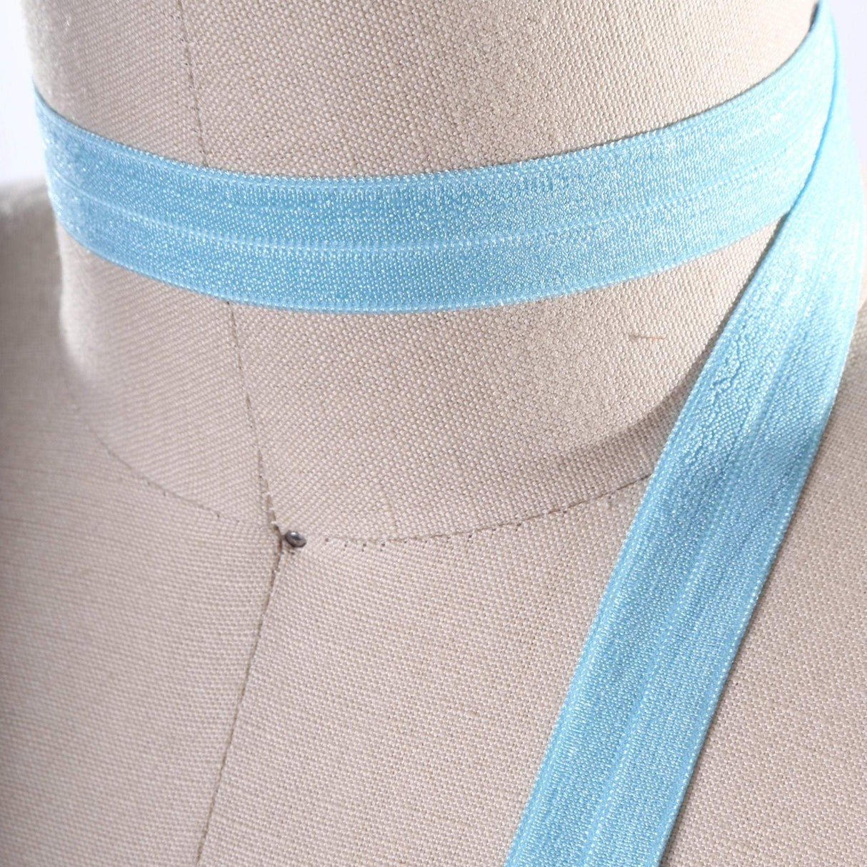Fold Over Elastic Deep Sky Blue 5/8 Inch