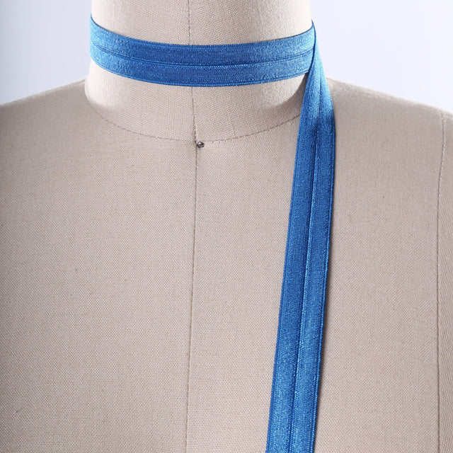 Fold Over Elastic Teal Blue 5/8 Inch