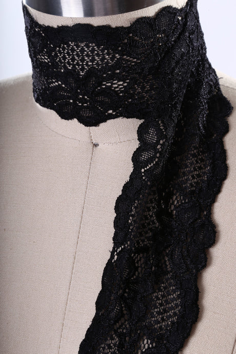Stretch Lace Trim Black 2.5 Inch