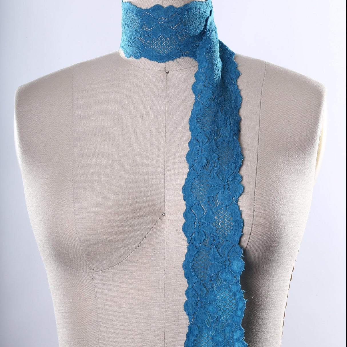 Stretch Lace Trim 2.5" Floral Blue
