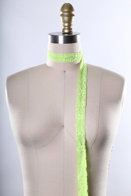 Elastic Lace Trim Neon Green 7/8 Inch