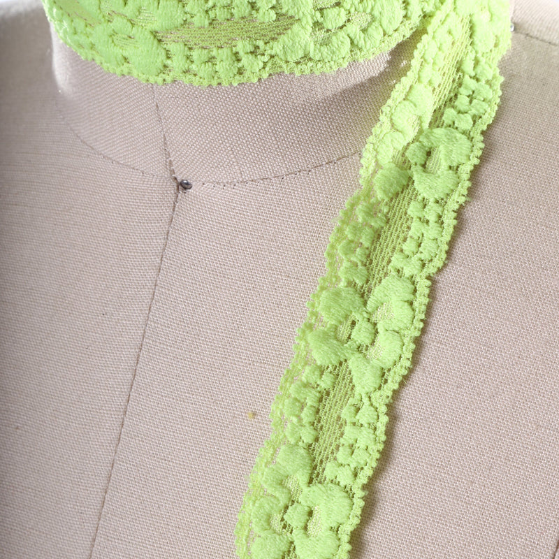 Elastic Lace Trim Neon Green 7/8 Inch