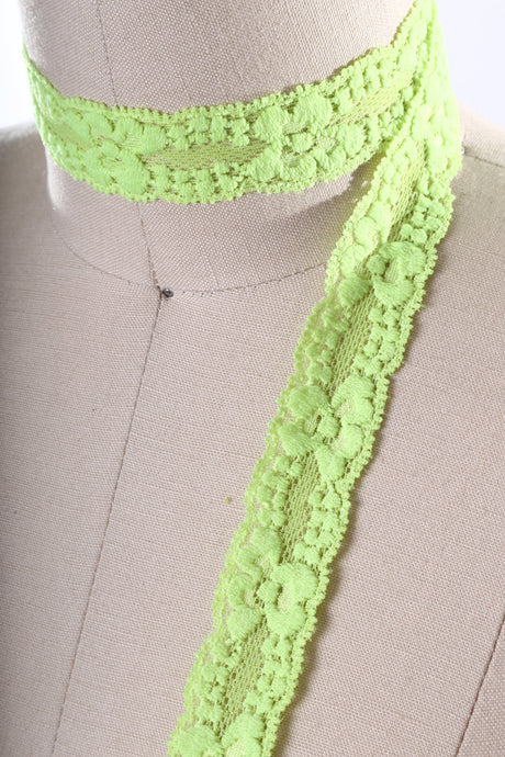 Elastic Lace Trim Neon Green 7/8 Inch