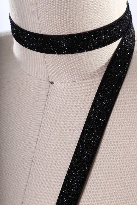 Glitter Elastic Trim Black 5/8"