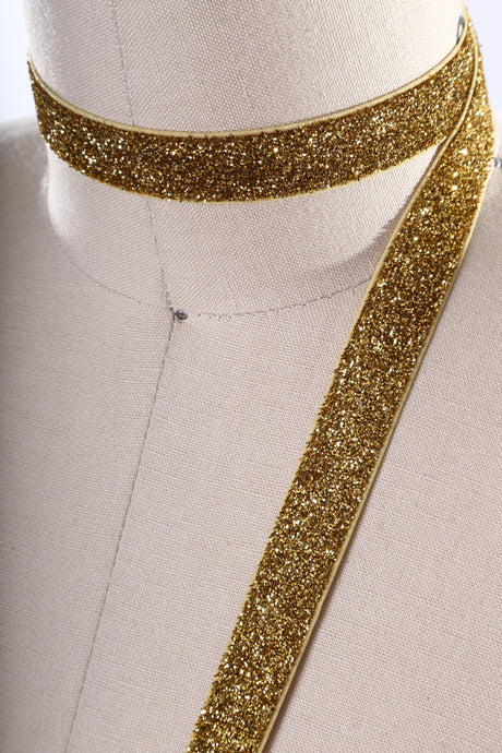 Glitter Elastic Trim Gold 5/8"