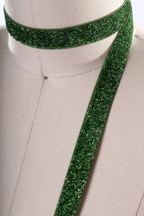 Glitter Elastic Trim Green 5/8"
