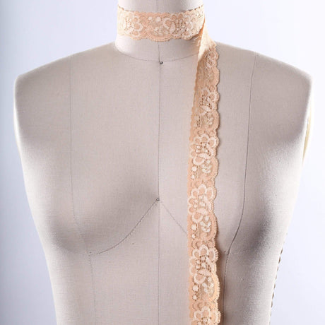 Stretch Lace Trim Light Peach 1 Inch